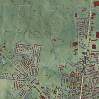 Second close-up of the map of Shelbyville, Tennessee print showing more streets and buildings