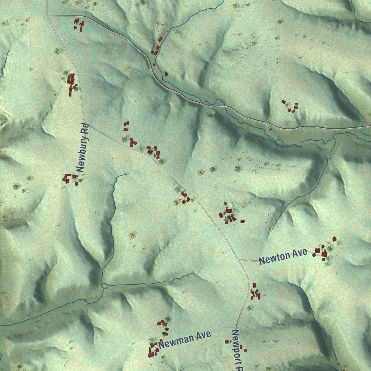 Second close-up of the map of Sheldon, Monroe County, Wisconsin print showing more streets and buildings