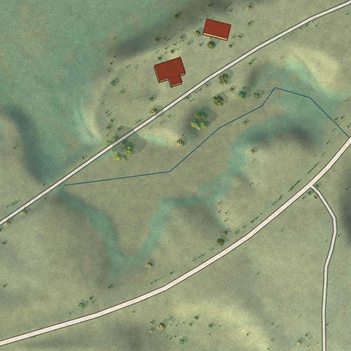 Second close-up of the map of Shell, Wyoming print showing more streets and buildings
