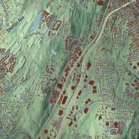 Second close-up of the map of Shelton, Connecticut print showing more streets and buildings
