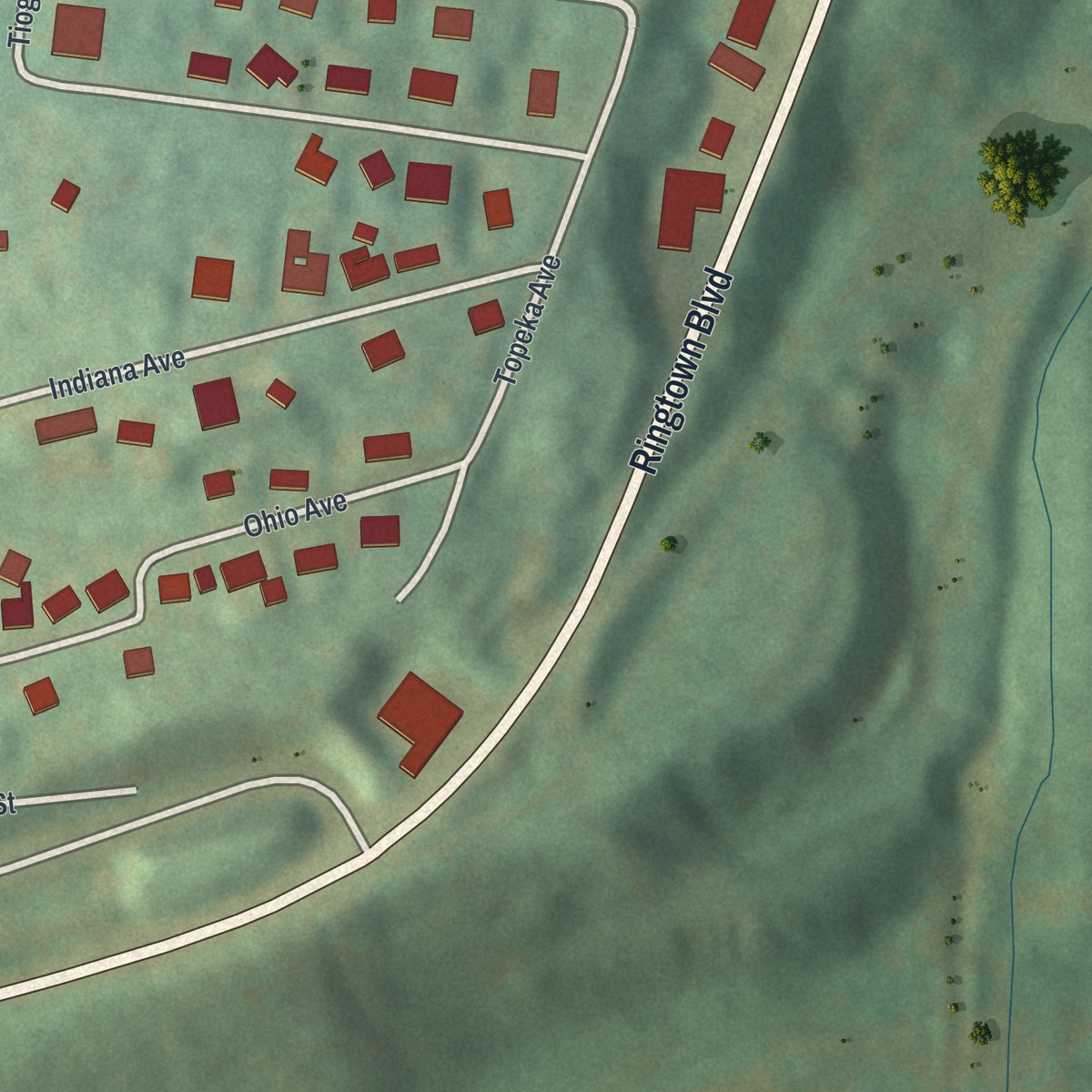 Second close-up of the map of Shenandoah Heights, Pennsylvania print showing more streets and buildings