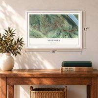 Sheraden, Pennsylvania map, 12 x 18 inch print in a white frame in an entryway