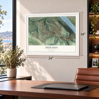 Sheraden, Pennsylvania map, 18 x 24 inch print in a white frame in a home office