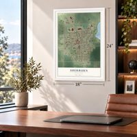 Sherburn, Minnesota map, 18 x 24 inch print in a white frame in a home office