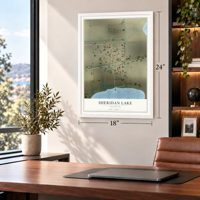 Sheridan Lake, Colorado map, 18 x 24 inch print in a white frame in a home office