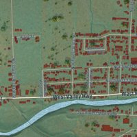 Second close-up of the map of Sheridan, Oregon print showing more streets and buildings