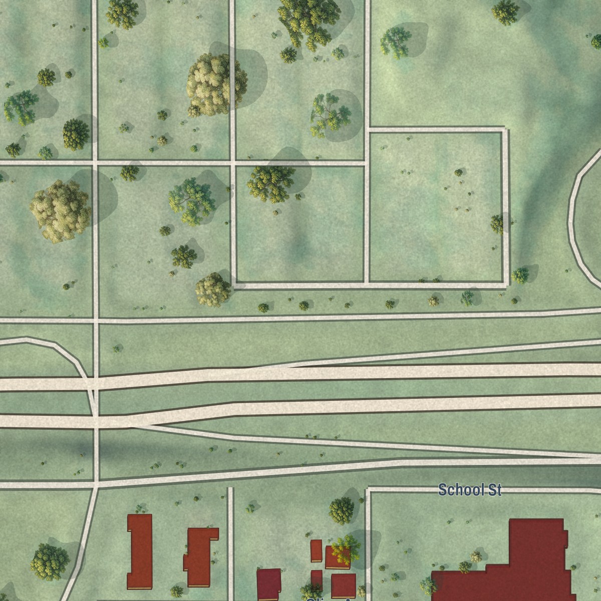 Second close-up of the map of Sherman Hill, Iowa print showing more streets and buildings