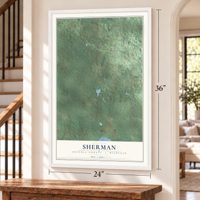 Sherman, Osceola County, Michigan map, 24 x 36 inch print in a white frame by a staircase