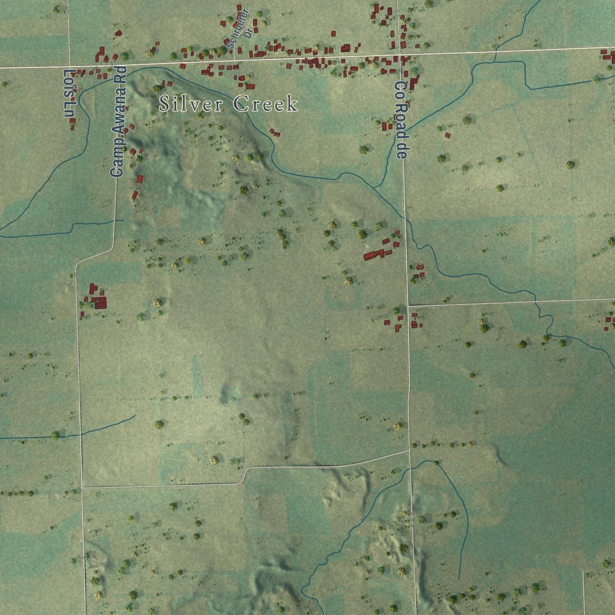 Second close-up of the map of Sherman, Sheboygan County, Wisconsin print showing more streets and buildings