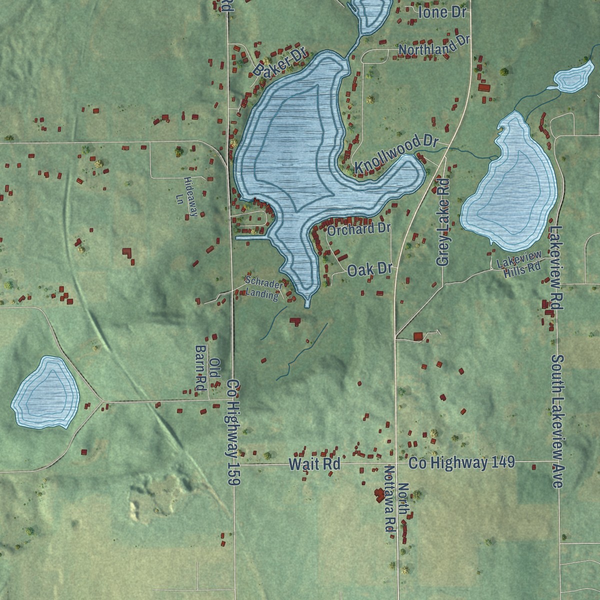 Second close-up of the map of Sherman, St. Joseph County, Michigan print showing more streets and buildings