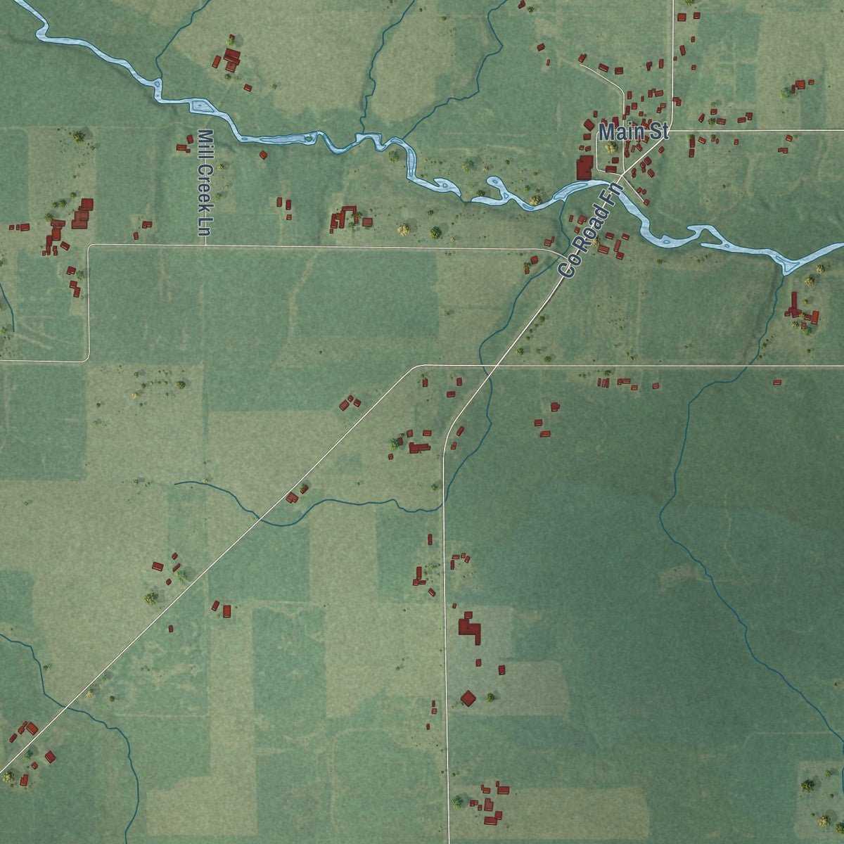 Second close-up of the map of Sherry, Wisconsin print showing more streets and buildings
