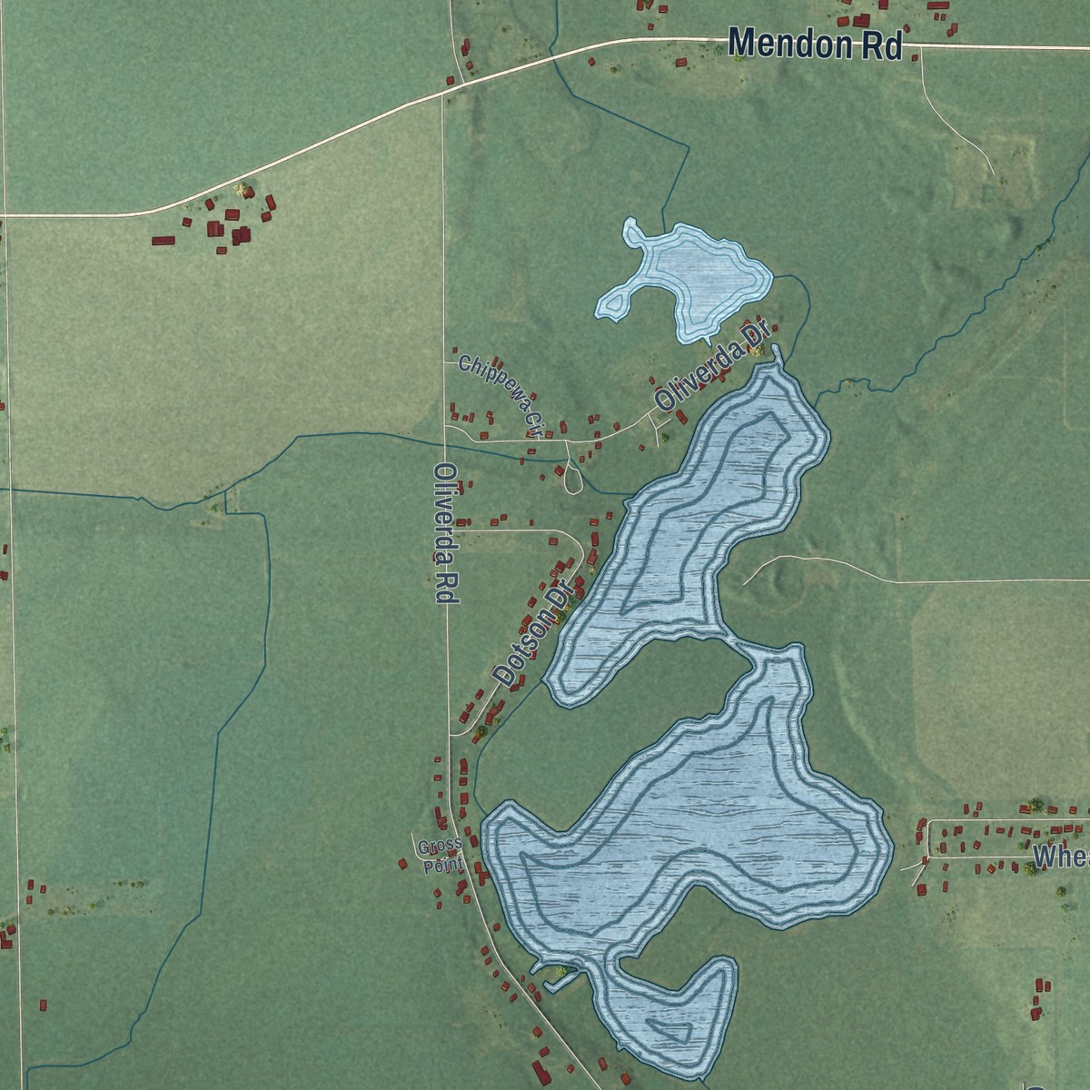Second close-up of the map of Sherwood, Branch County, Michigan print showing more streets and buildings
