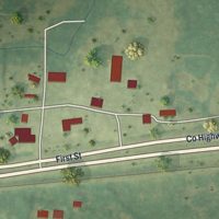Second close-up of the map of Shevlin, Minnesota print showing more streets and buildings
