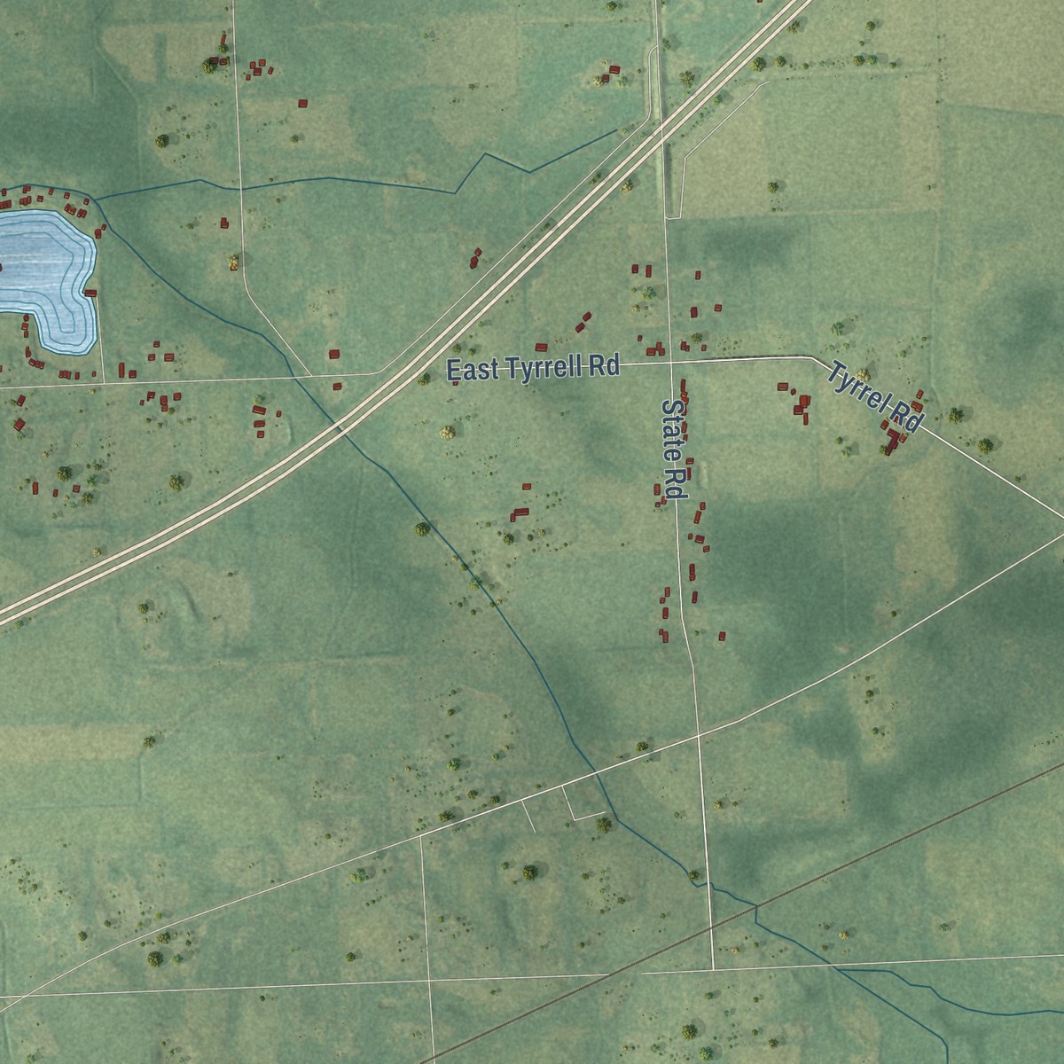 Second close-up of the map of Shiawassee, Michigan print showing more streets and buildings