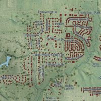 Second close-up of the map of Shiloh, Illinois print showing more streets and buildings