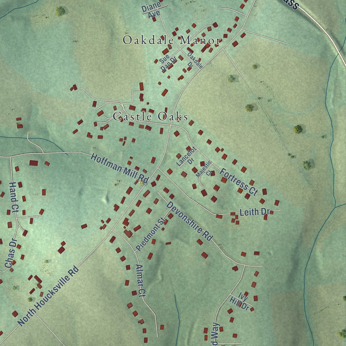 Second close-up of the map of Shiloh, Maryland print showing more streets and buildings