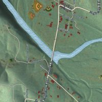 Second close-up of the map of Shirley, Arkansas print showing more streets and buildings