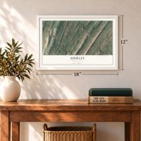 Shirley, Pennsylvania map, 12 x 18 inch print in a white frame in an entryway