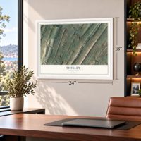Shirley, Pennsylvania map, 18 x 24 inch print in a white frame in a home office