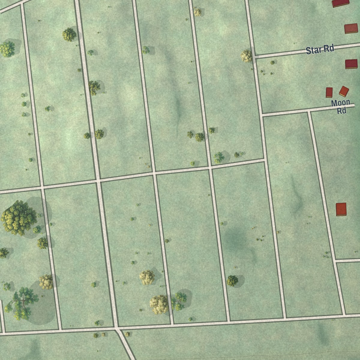 Second close-up of the map of Shoreham, New York print showing more streets and buildings