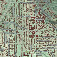 Second close-up of the map of Shoreline, Washington print showing more streets and buildings