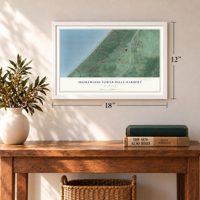 Shorewood-Tower Hills-Harbert, Michigan map, 12 x 18 inch print in a white frame in an entryway