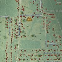 Second close-up of the map of Sibley, Louisiana print showing more streets and buildings
