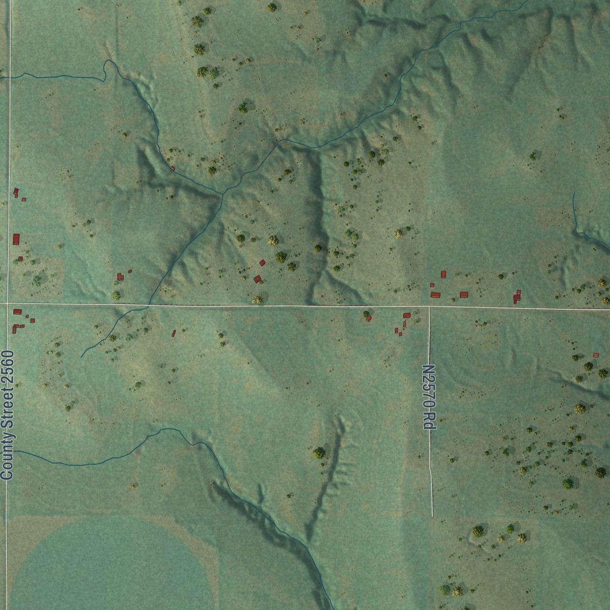 Second close-up of the map of Sickles, Oklahoma print showing more streets and buildings