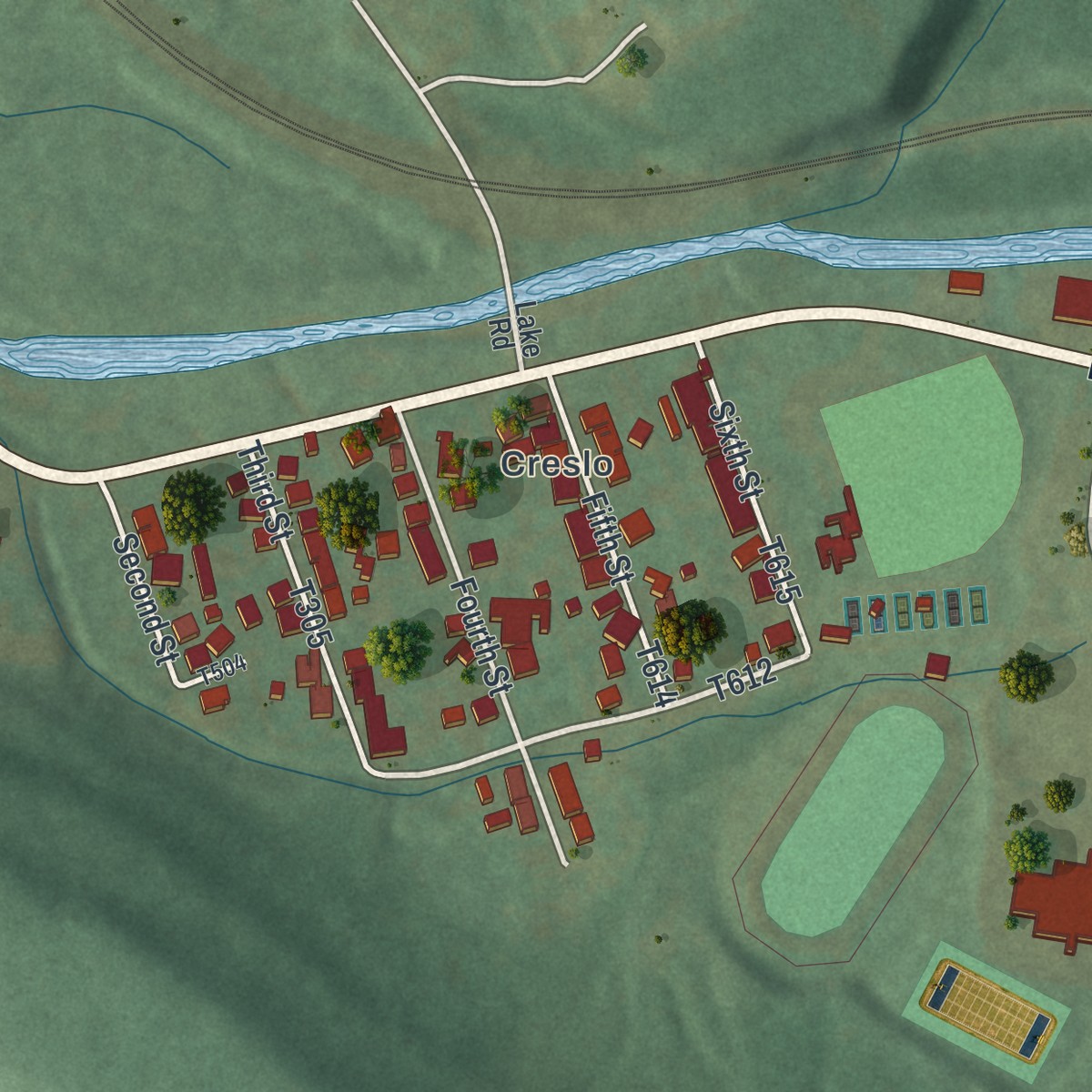 Second close-up of the map of Sidman, Pennsylvania print showing more streets and buildings