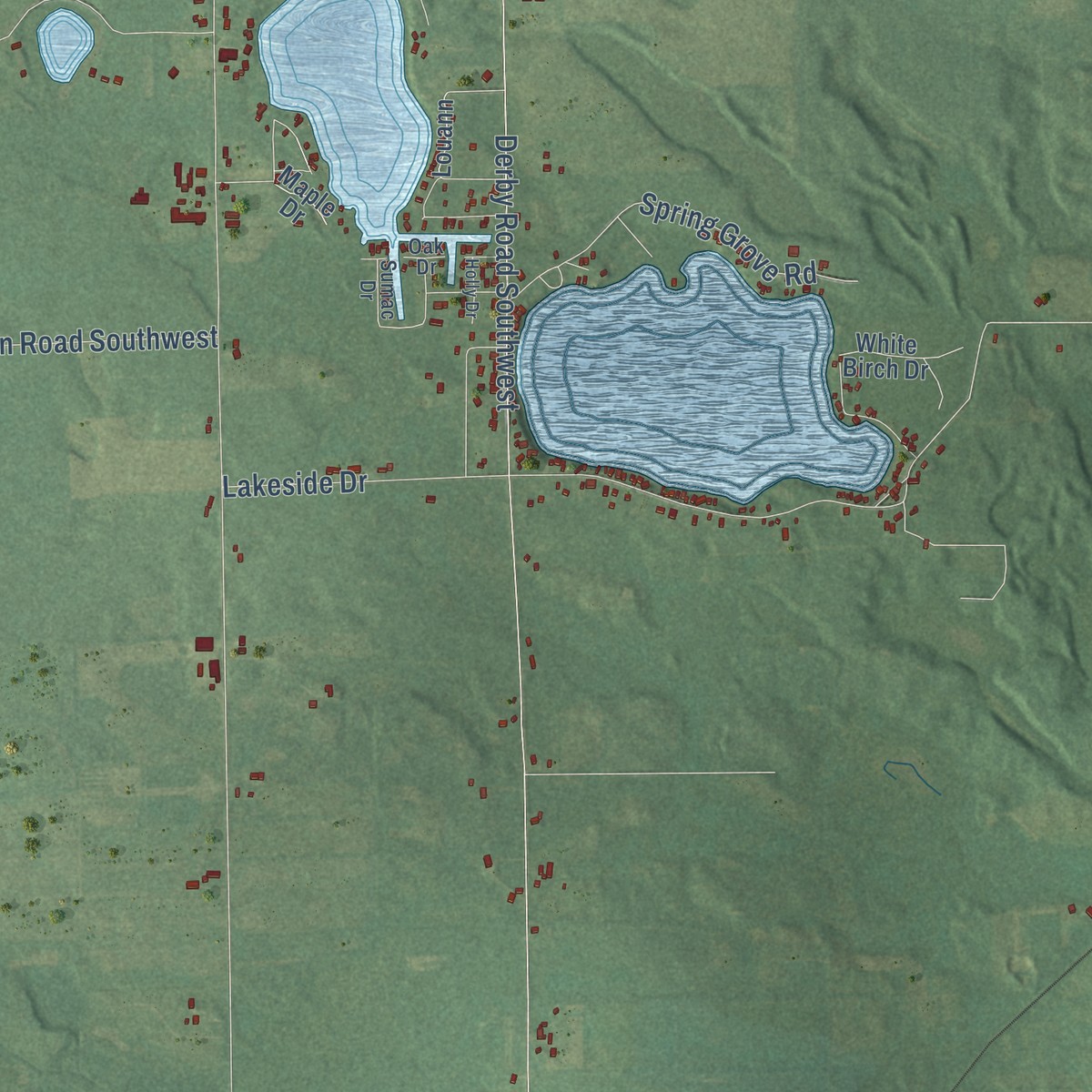 Second close-up of the map of Sidney, Michigan print showing more streets and buildings
