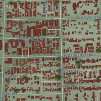 Second close-up of the map of Sierra Madre, California print showing more streets and buildings