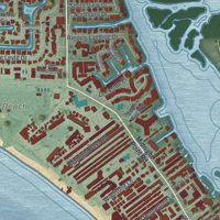 Second close-up of the map of Siesta Key, Florida print showing more streets and buildings