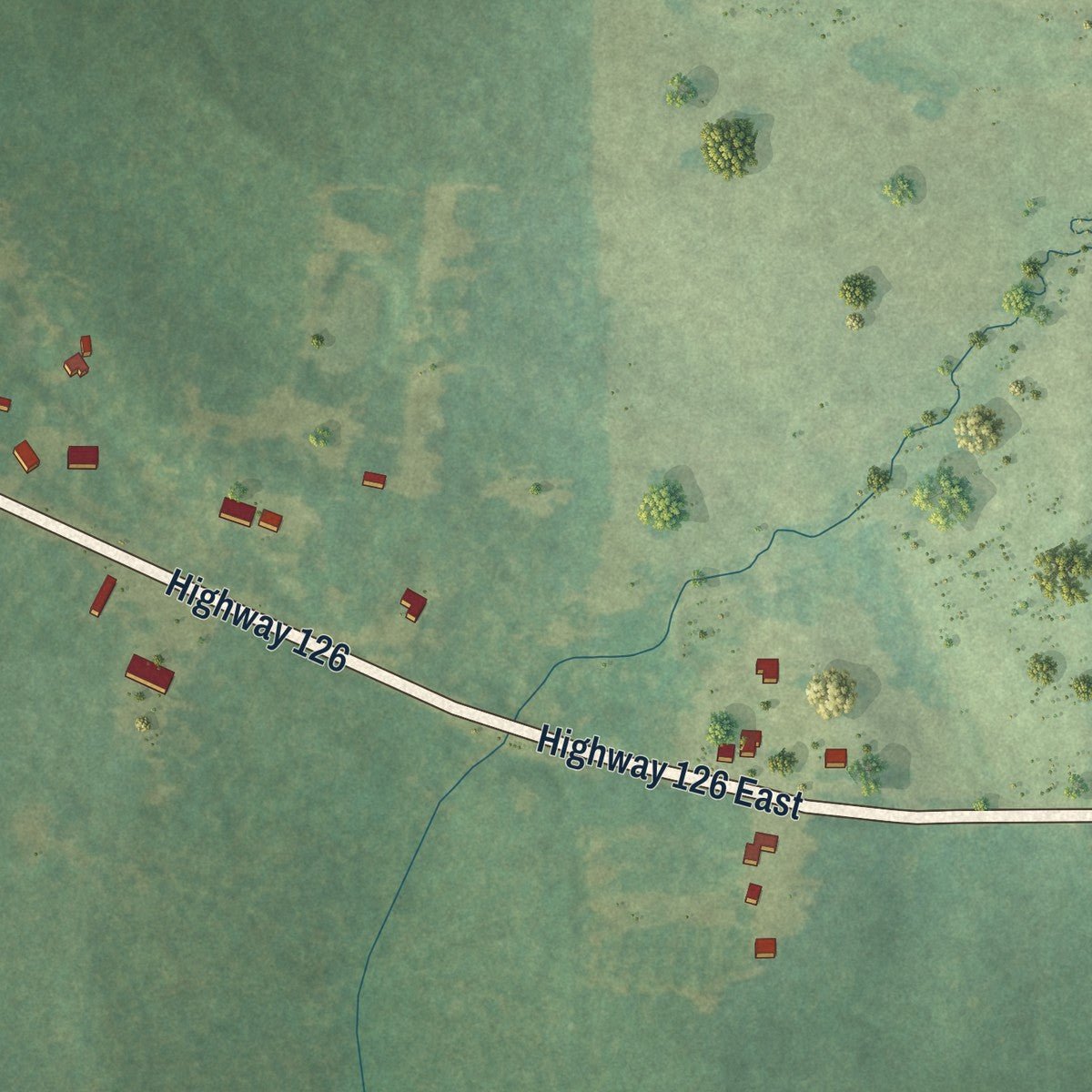 Second close-up of the map of Sikes, Louisiana print showing more streets and buildings