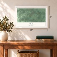 Silas, Alabama map, 12 x 18 inch print in a white frame in an entryway