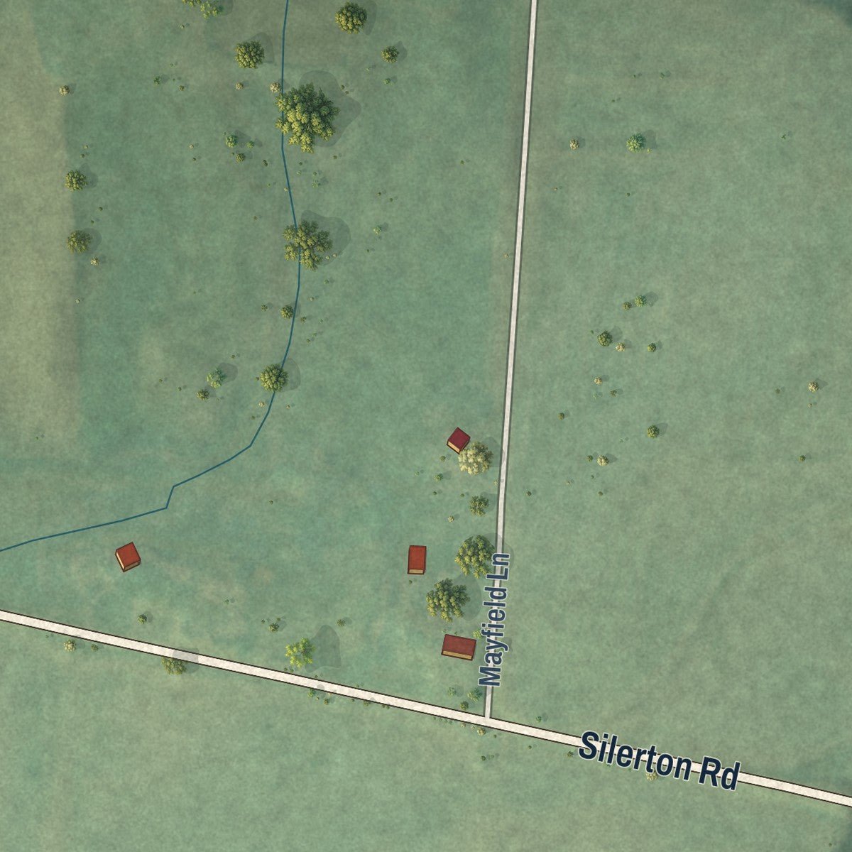 Second close-up of the map of Silerton, Tennessee print showing more streets and buildings