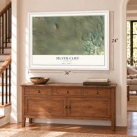 Silver Cliff, Colorado map, 24 x 36 inch print in a white frame above a dresser by a staircase