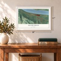 Silver Grove, Kentucky map, 12 x 18 inch print in a white frame in an entryway