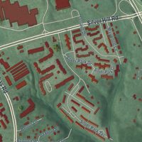 Second close-up of the map of Silver Hill, Maryland print showing more streets and buildings