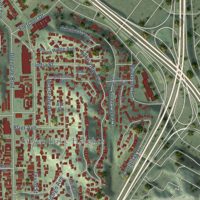 Second close-up of the map of Silver Lake, California print showing more streets and buildings