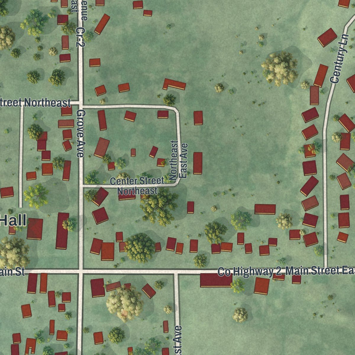 Second close-up of the map of Silver Lake, Minnesota print showing more streets and buildings