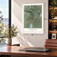 Silver Peak, Nevada map, 18 x 24 inch print in a white frame in a home office