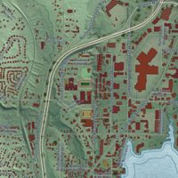 Second close-up of the map of Silverdale, Washington print showing more streets and buildings