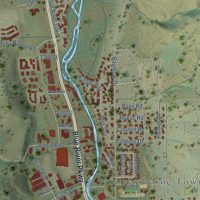 Second close-up of the map of Silverthorne, Colorado print showing more streets and buildings