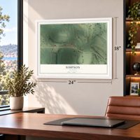Simpson, Illinois map, 18 x 24 inch print in a white frame in a home office
