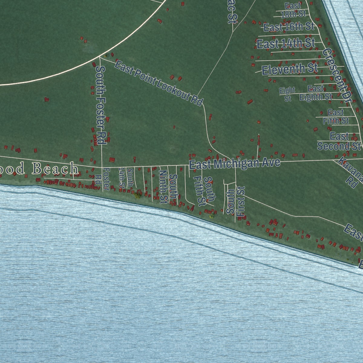 Second close-up of the map of Sims, Michigan print showing more streets and buildings