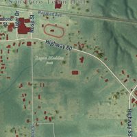 Second close-up of the map of Simsboro, Louisiana print showing more streets and buildings
