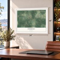 Simsboro, Louisiana map, 18 x 24 inch print in a white frame in a home office