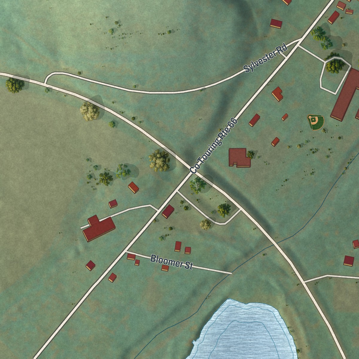 Second close-up of the map of Sinclairville, New York print showing more streets and buildings