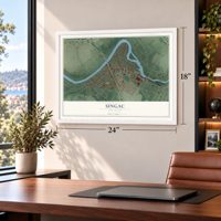Singac, New Jersey map, 18 x 24 inch print in a white frame in a home office
