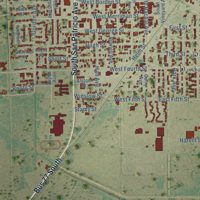 Second close-up of the map of Sinton, Texas print showing more streets and buildings